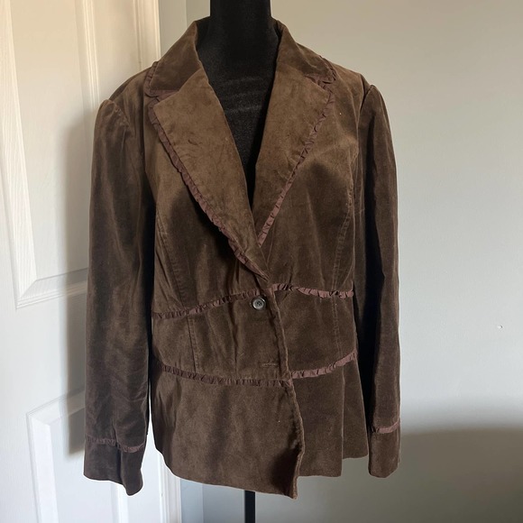 Apartment 9 Jackets & Blazers - Stylish Velvet Brown Blazer with Detail- Size 18